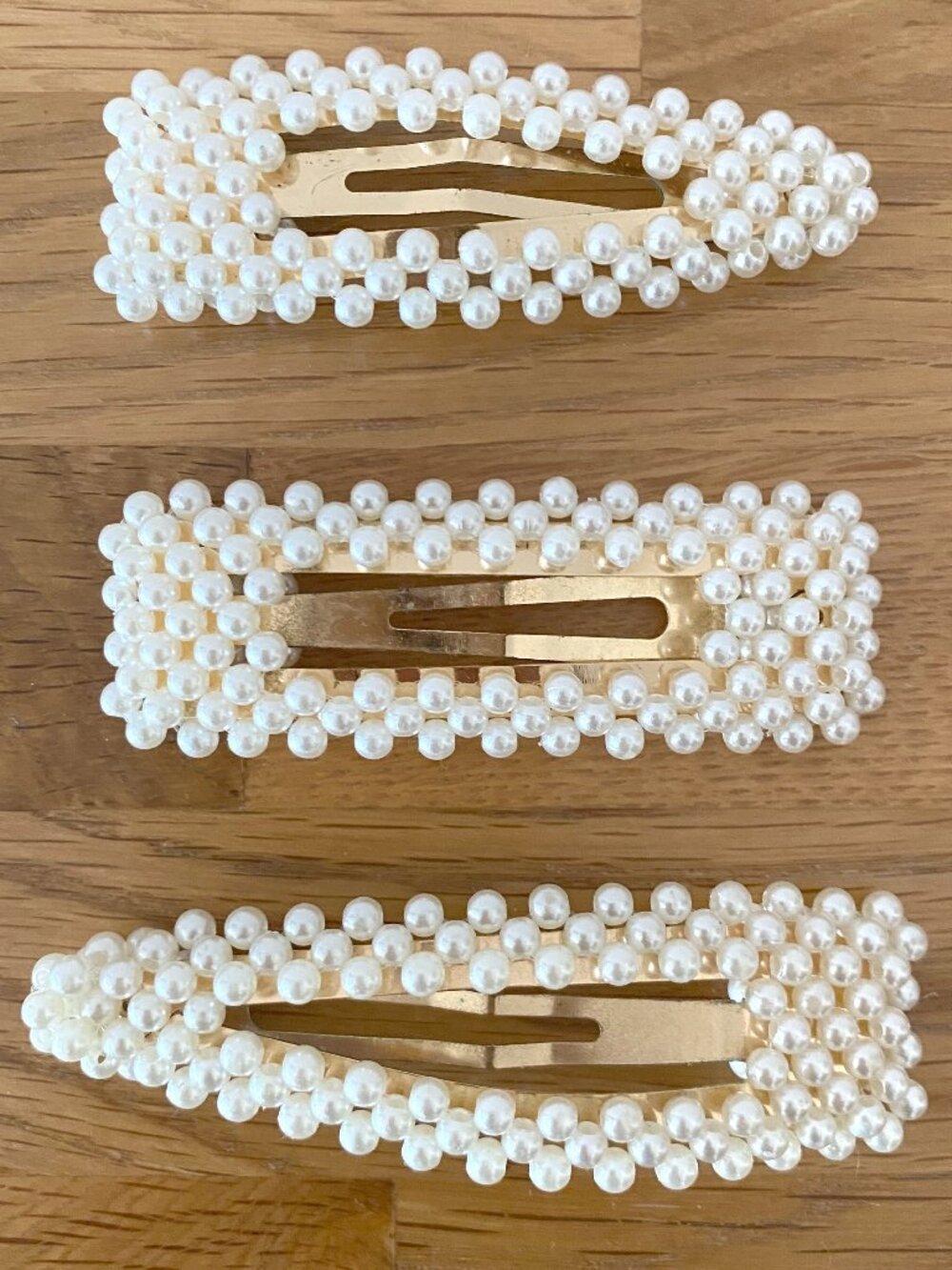 Large, Gold & Pearl Hair Clips, Set of 3